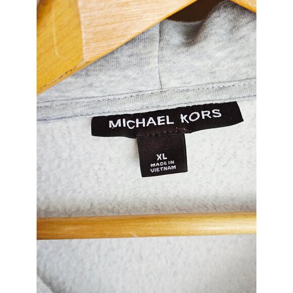 Michael Kors Unisex Tape Logo Hoodie Heather Gray XL - Picture 3 of 5